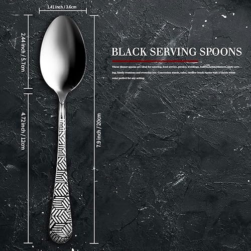 Miniatura 5 de Juego de cucharas de sopa de acero inoxidable, cucharas de comedor, cucharas negras para pulido de espejo, cucharas de mesa para el hogar, cocina,