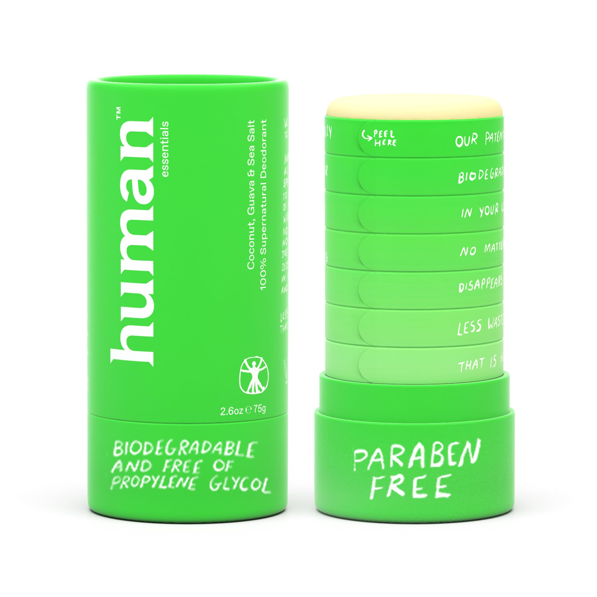 Human Essentials Natural Deodorant | Alumium Free, Plant-Based, Baking Soda & Plastic Free | Long-Lasting Protection for Sensitive Skin | Vegan and Eco-Friendly MADE IN USA