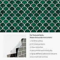 Vista 4 de Azulejo de pared para despegar y pegar, color verde esmeralda, mosaico festoneado extraíble, mosaico de cocina en muro 3D autoadhesivo para pegar