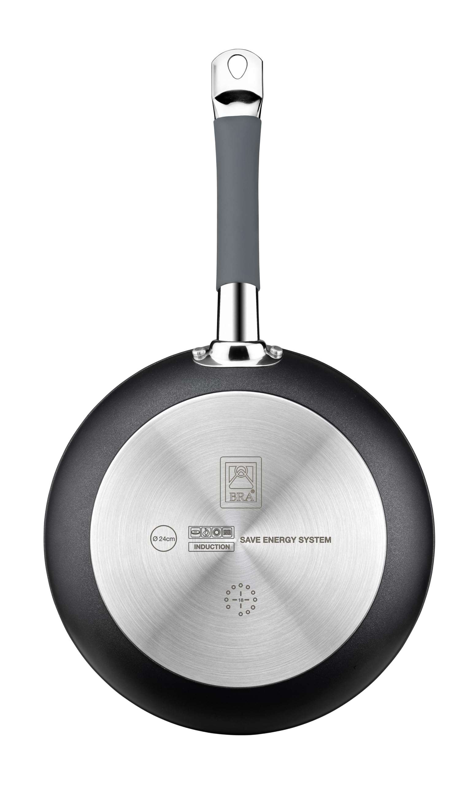 BRA Master | Padella 28 cm, alluminio forgiato, con manico in acciaio inox rivestito in silicone, resistente alla deformazione, adatta a tutti i piani cottura, induzione inclusa