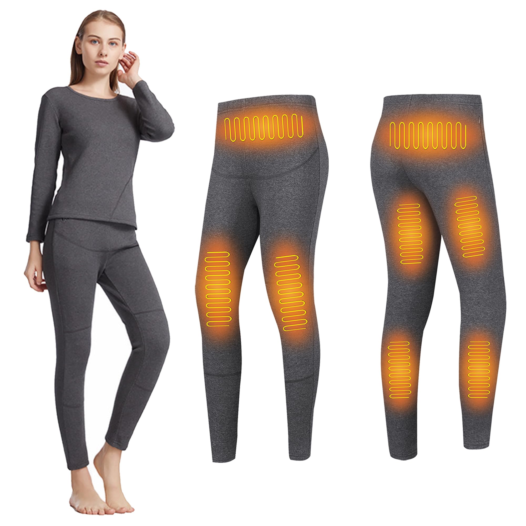 Pantaloni Riscaldati da Donna, Leggings Termici Elettrici con 3 Zone di Riscaldamento, Biancheria Intima Termica per Interni Ed Esterni
