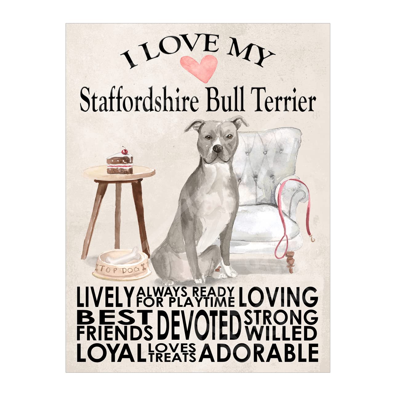 Staffordshire Bull Terrier Metal Sign Dog Plaque Home Decor Bar Shed Garage Man Cave Poster Gift size 8x6in Ref 7731