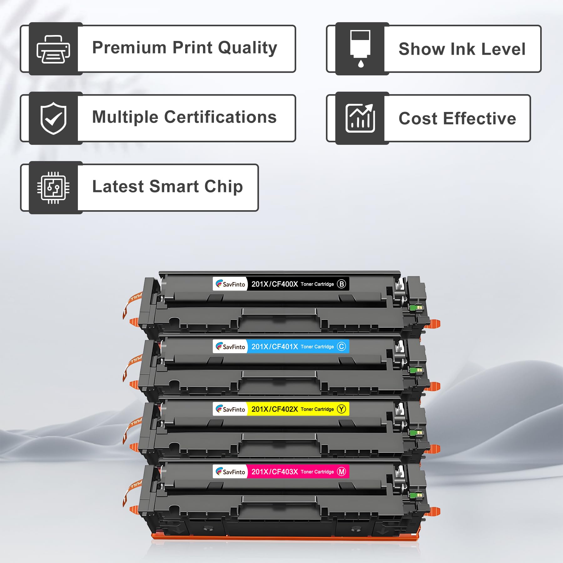 201X CF400X toner zamiennik do HP 201X CF400X CF401X CF402X CF403X toner kompatybilny z HP Color LaserJet Pro M252dw M252n MFP M277dw M277n M274n M277c6 (4 sztuki)
