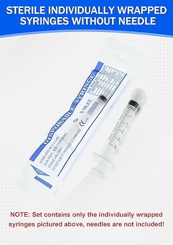 Miniatura 6 de Jeringa Luer Lock de 0.1 fl oz con tapa, estéril envuelta individualmente sin aguja, medición precisa a prueba de fugas, paquete de 12 para uso en