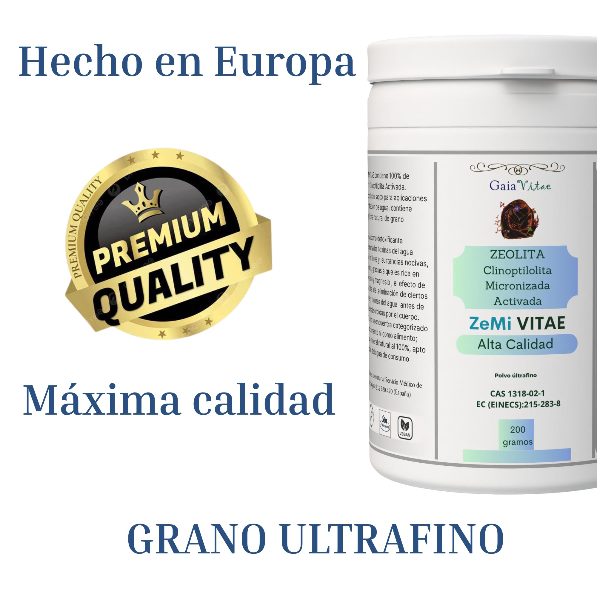 Gaia VITAE® Zéolite Clinoptilolite micronisée activée - Poudre ultra-fine < 20 µm - 100% naturelle - Haute pureté - 200 g / 400 g