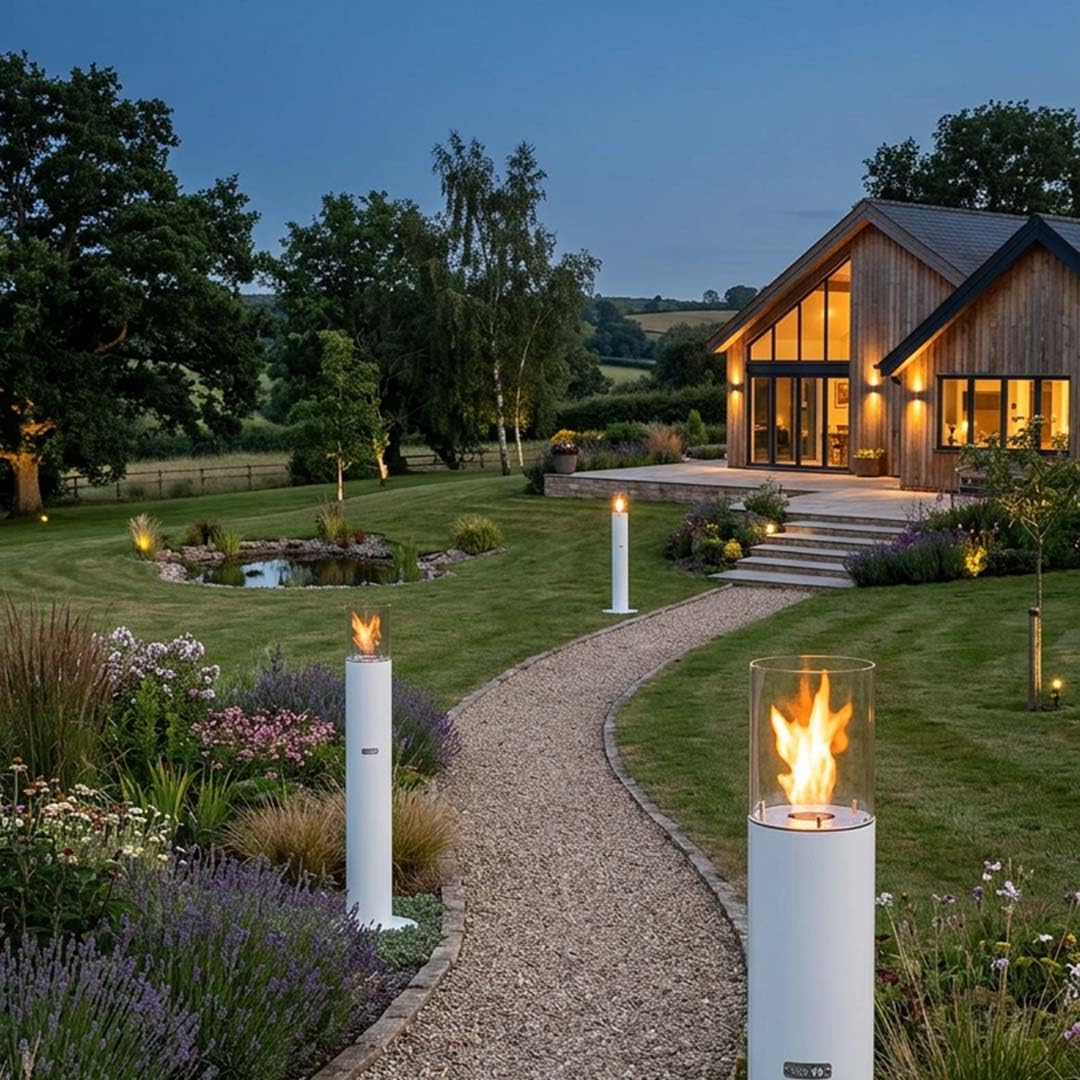 Gartenfackel SELAS, weiß