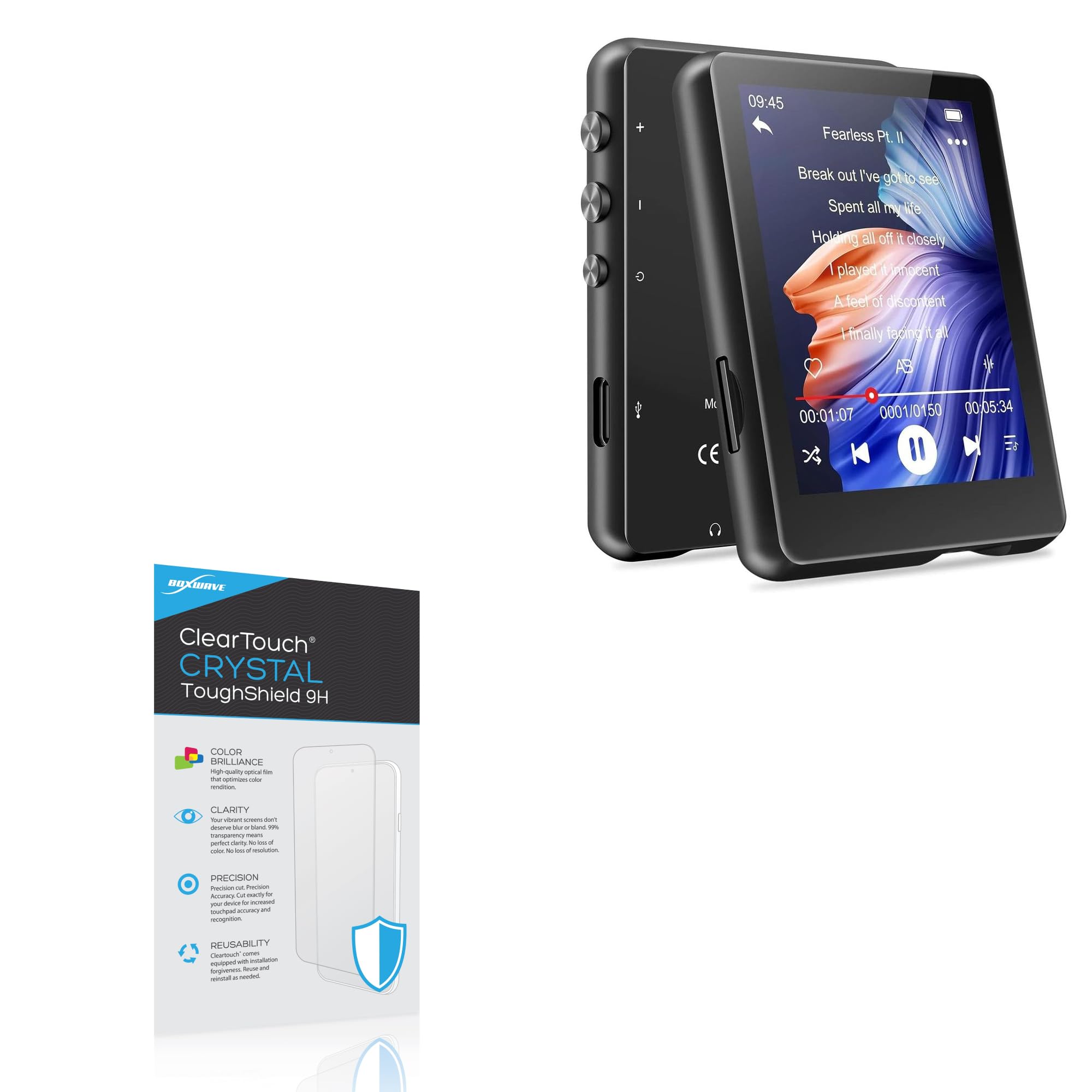 BoxWave Screen Protector Compatible with MECHEN M3 Touchscreen MP3 Player - ClearTouch Crystal ToughShield 9H (2-Pack), Clear 9H Tough Flexible Film Screen Protector