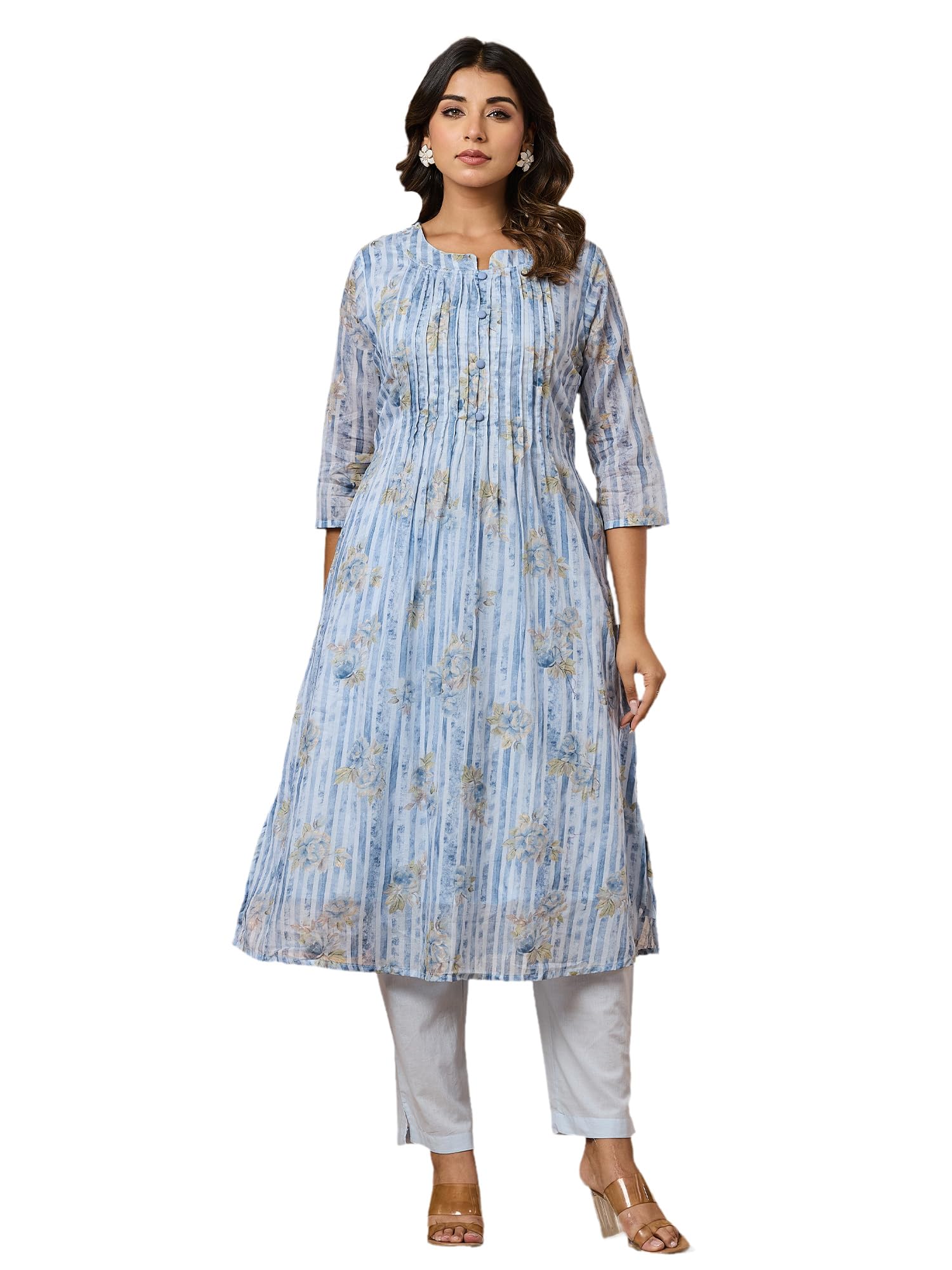 Women's Pure Cotton Beads and Stones Work Printed Kurta & Pant Set-image-42