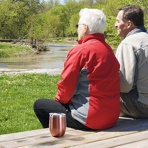 Miniatura 7 de Vaso de vino aislado de 12 onzas con tapa y pajilla vaso de vino de acero inoxidable sin tallo de doble pared vaso de vino al vacío para café