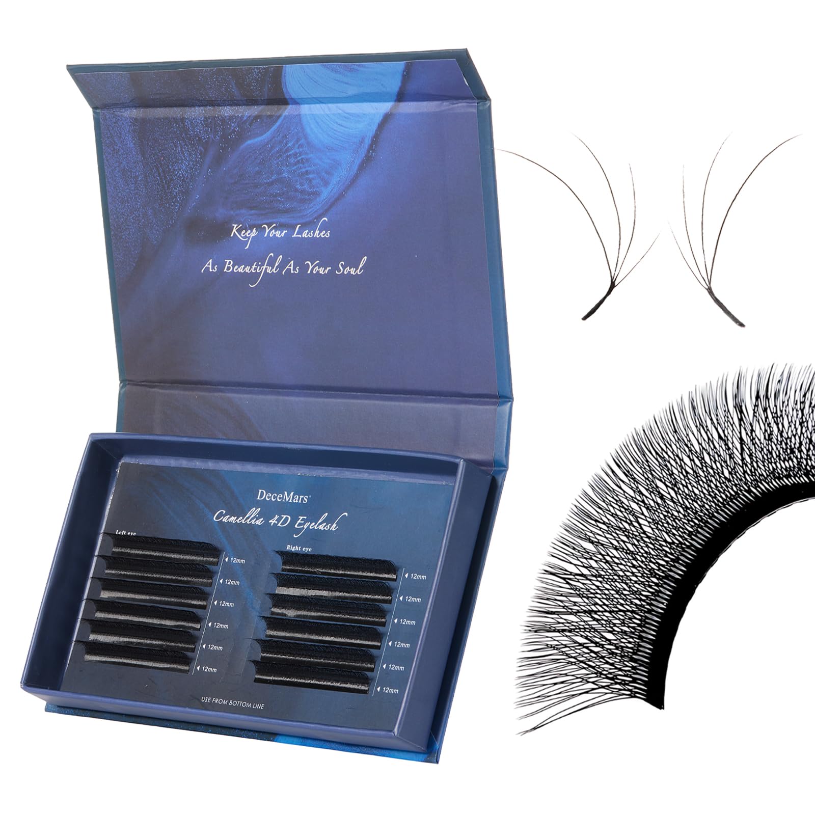 DeceMars 1340 PCS Multi-Layered 4D Camellia Eyelash Extension Supplies Matte Black Natural Fluffy False Eyelashes for Professional Salon Use (4D-0.07-