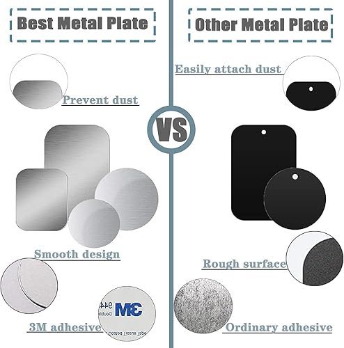 Miniatura 3 de Paquete de 12 placas de metal de 4 tamaños diferentes para teléfono, soporte magnético para automóvil con adhesivo 3M, compatible con soportes