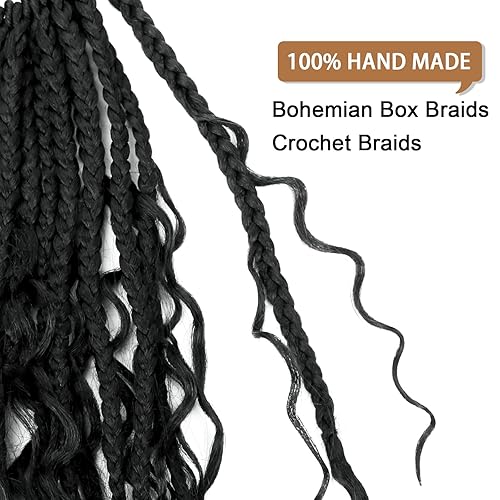 Miniatura 5 de Diha - Trenzas de caja Goddess de ganchillo con puntas rizadas de 12 pulgadas, trenzas de ganchillo bohemias, paquete de 8 trenzas 3X, extensiones