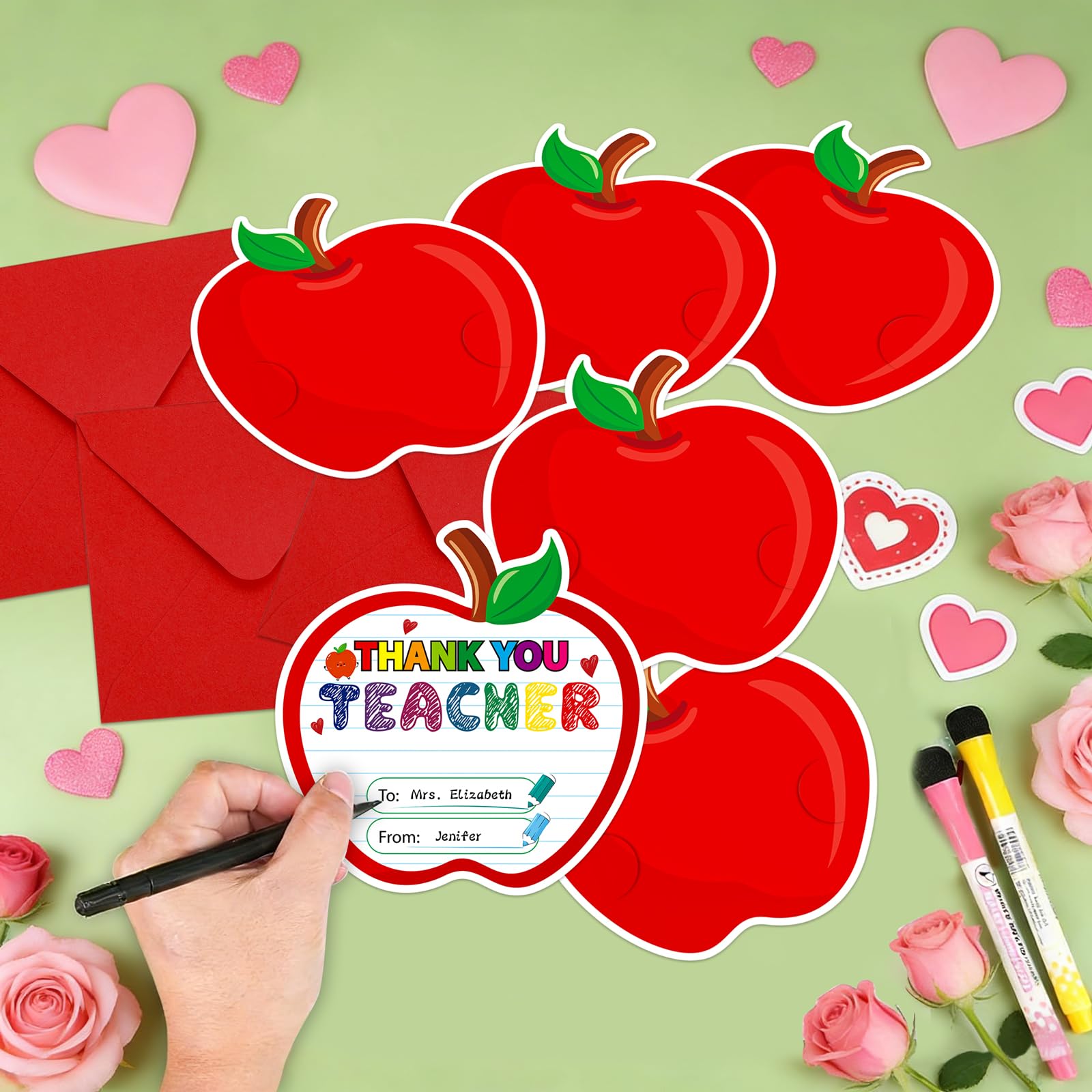 8 Pack Teacher Appreciation Gift Card Holder - Thank You Teacher Apple Gift Card Holder Money and Gift Card Sleeves End of Year Retirement Gifts for Women Men