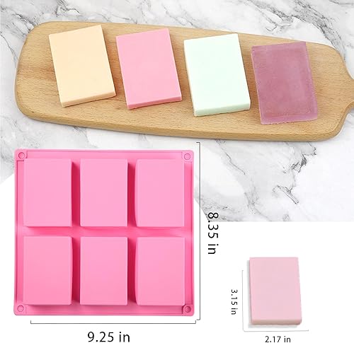 Miniatura 4 de Paquete de 3 moldes de silicona para jabón, 6 moldes de jabón rectangulares, diferentes formas de moldes de silicona en forma de flor, adecuados