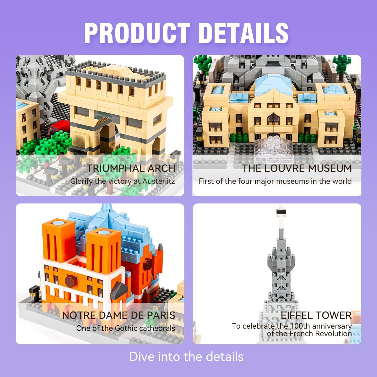 DAHONPA Paris Skyline Architecture Micro Mini Building Blocks Set(2462 Pieces), Gift for Kids and Adults