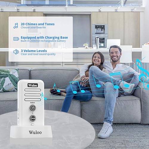 Miniatura 3 de Wuloo Timbre de puerta de intercomunicador inalámbrico para intercomunicador doméstico (1 y 1 blanco)