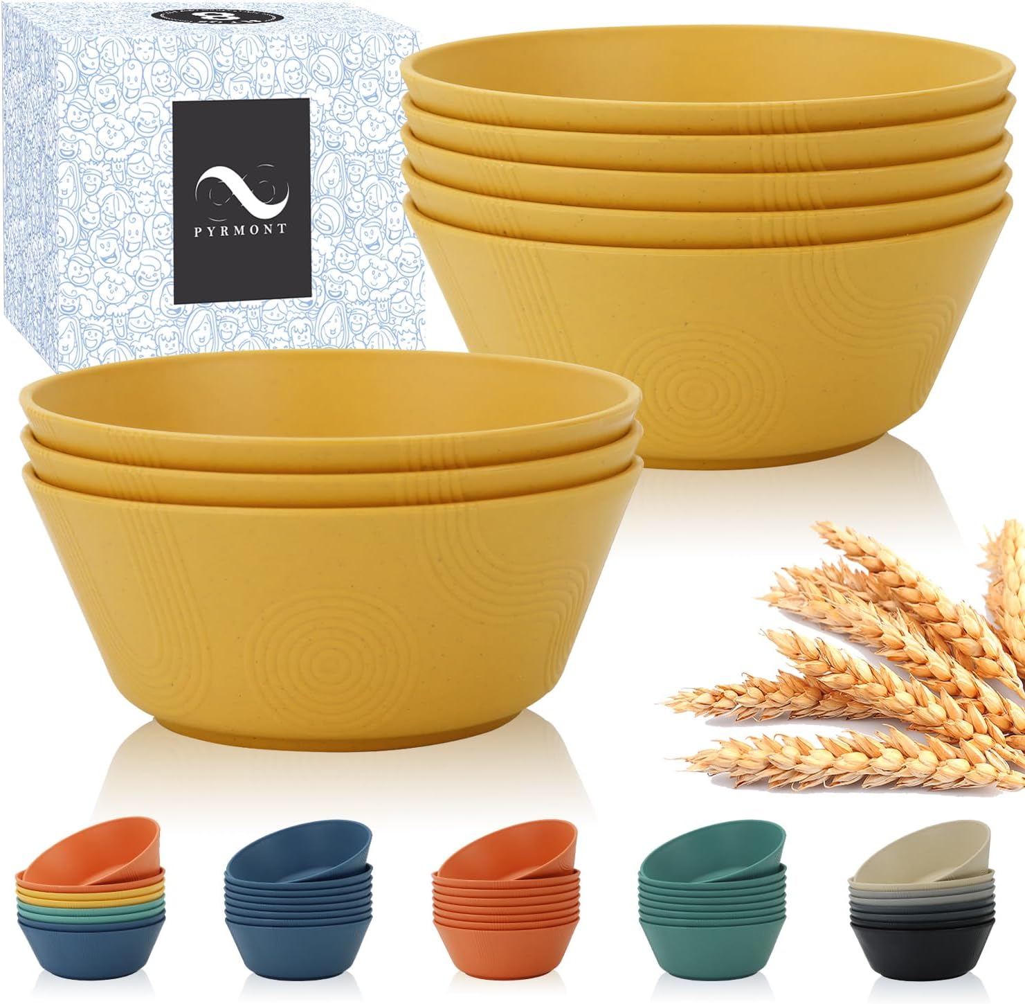 PYRMONT 36 OZ Wheat Straw Bowls Cereal Bowl Large Bowls Set