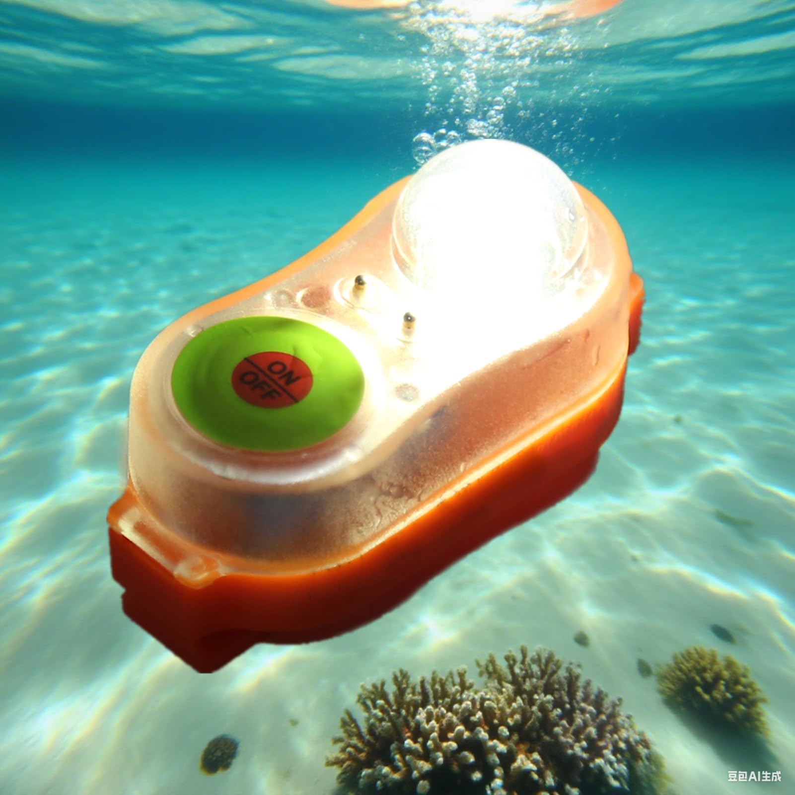 Schwimmwesten-Lichtlampe, Schwimmwesten-Blitzlicht für Überbord-Überlebensweste, LED-Meerwasser-Selbstbeleuchtung, Lebensrettende Taschenlampe, Auffällige Attract-Lichtlampe(Orange)