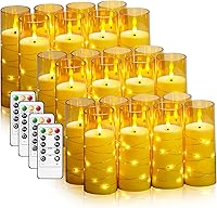 Vista 9 de Velas LED sin llama con temporizador de 5 piezas, velas parpadeantes sin llama para ambiente romántico y decoración del hogar, carcasa acrílica