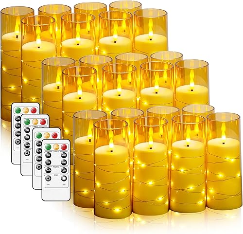 Miniatura 9 de Velas LED sin llama con temporizador de 5 piezas, velas parpadeantes sin llama para ambiente romántico y decoración del hogar, carcasa acrílica