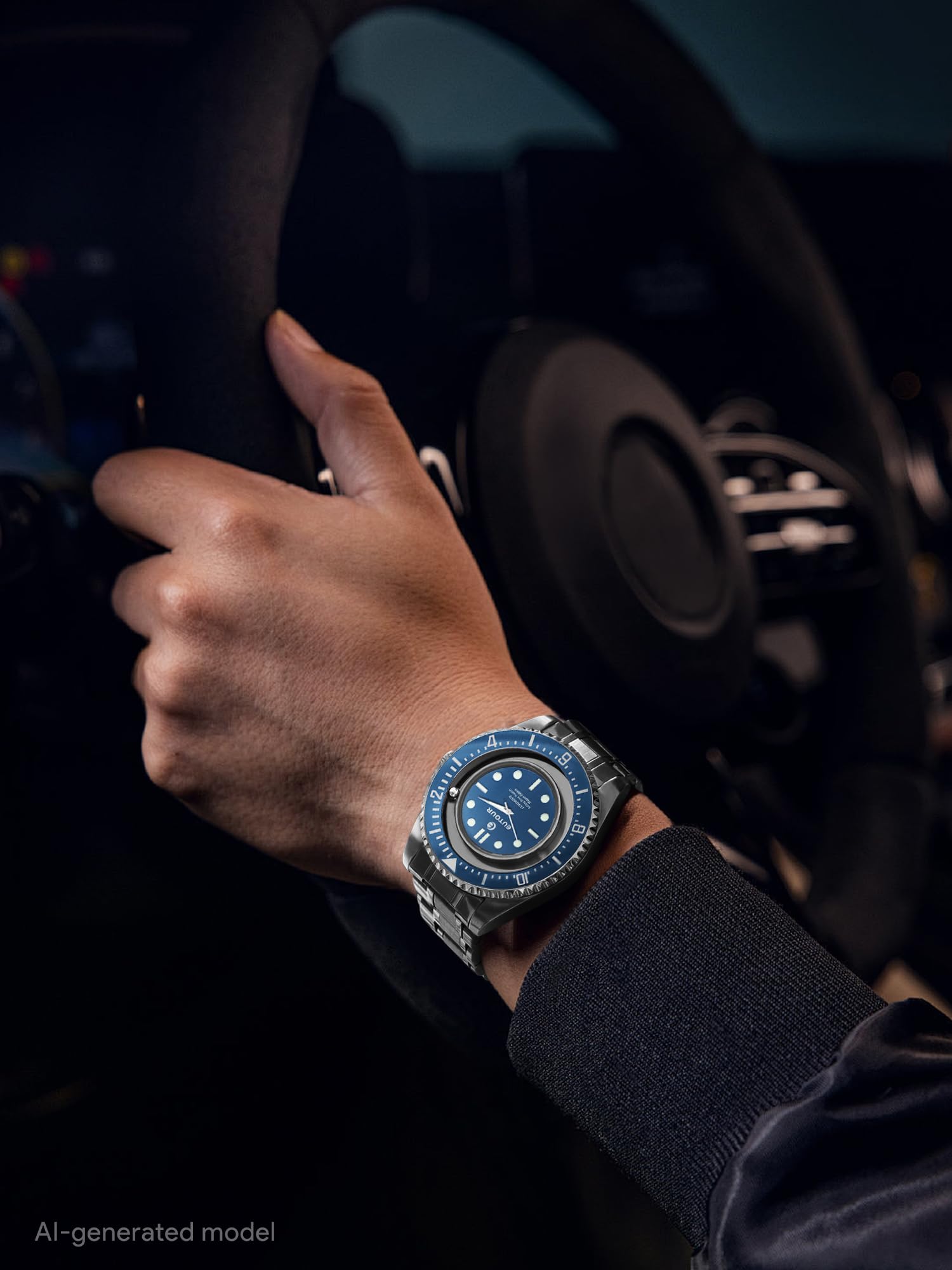 EUTOUR Reloj para Hombre, Reloj Magnético con Bola, Esfera de Cobre, Estilo Clásico, Movimiento Suizo, 40mm, Marcaciones Nocturnas