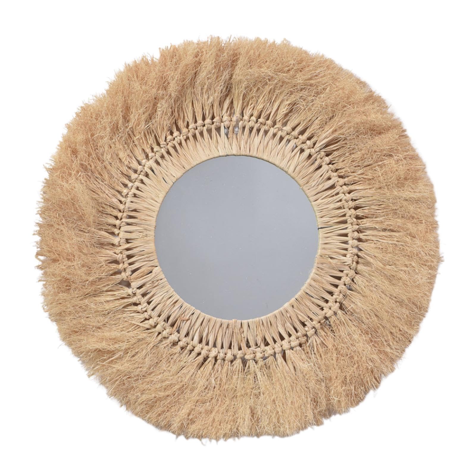 Miroir original multifonctionnel en paille tressée pour mur de salon et chambre