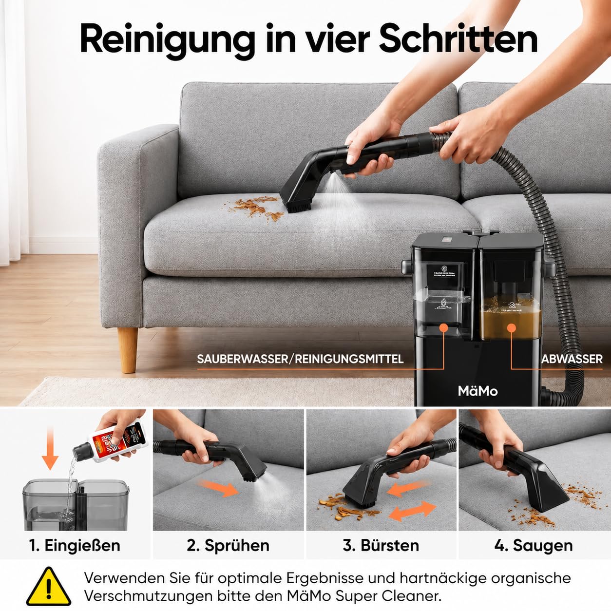 V9 450W Polsterreiniger Waschsauger, Schwarz