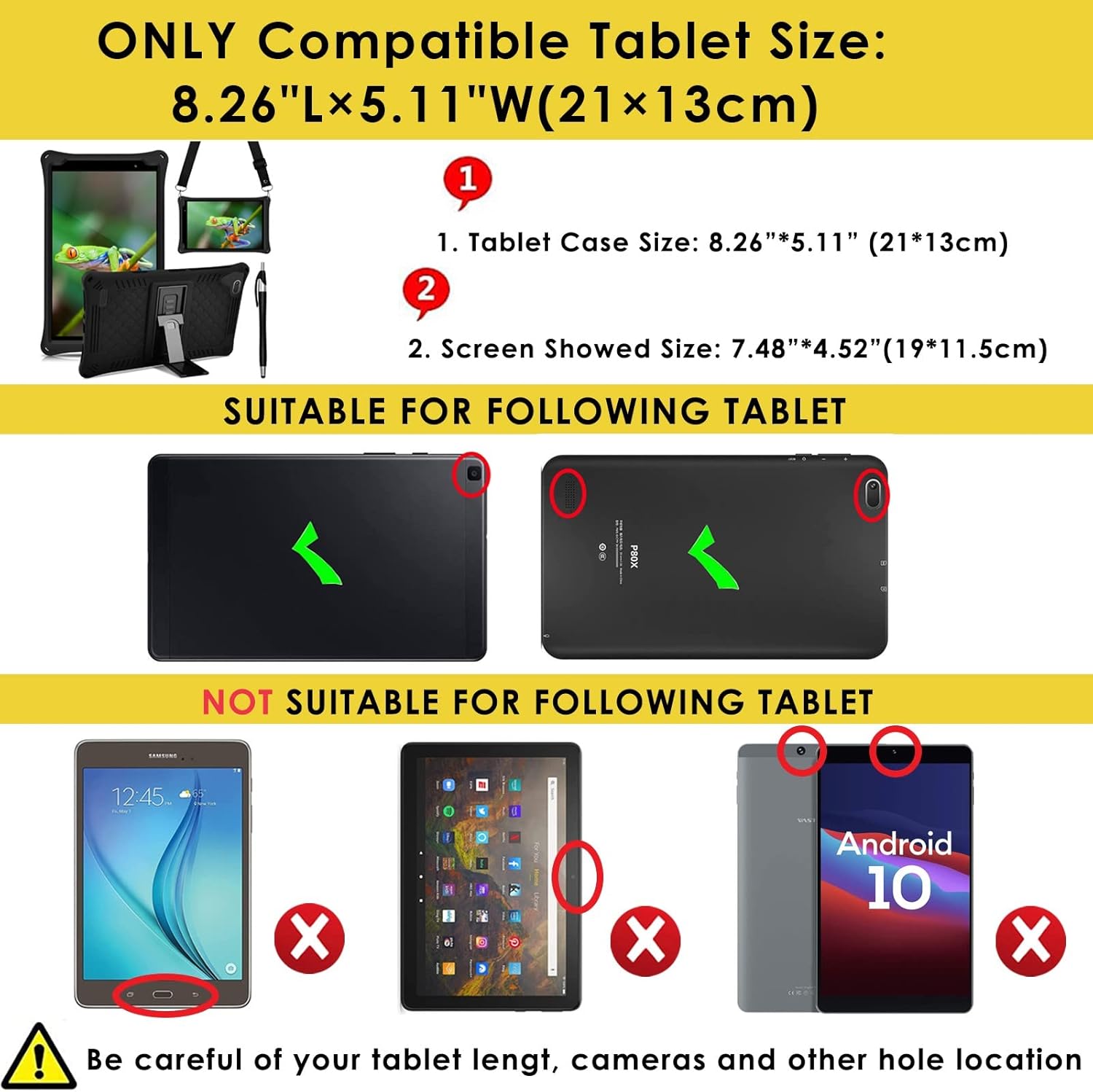 DETUOSI Silicone Case for Samsung Galaxy Tab A 8.0 2019, SM-T290/T295 Multi-Angle Stand Case with Shoulder Strap & Stylus Pen, Soft Lightweight Cover for TCL TAB 8 LE, Black