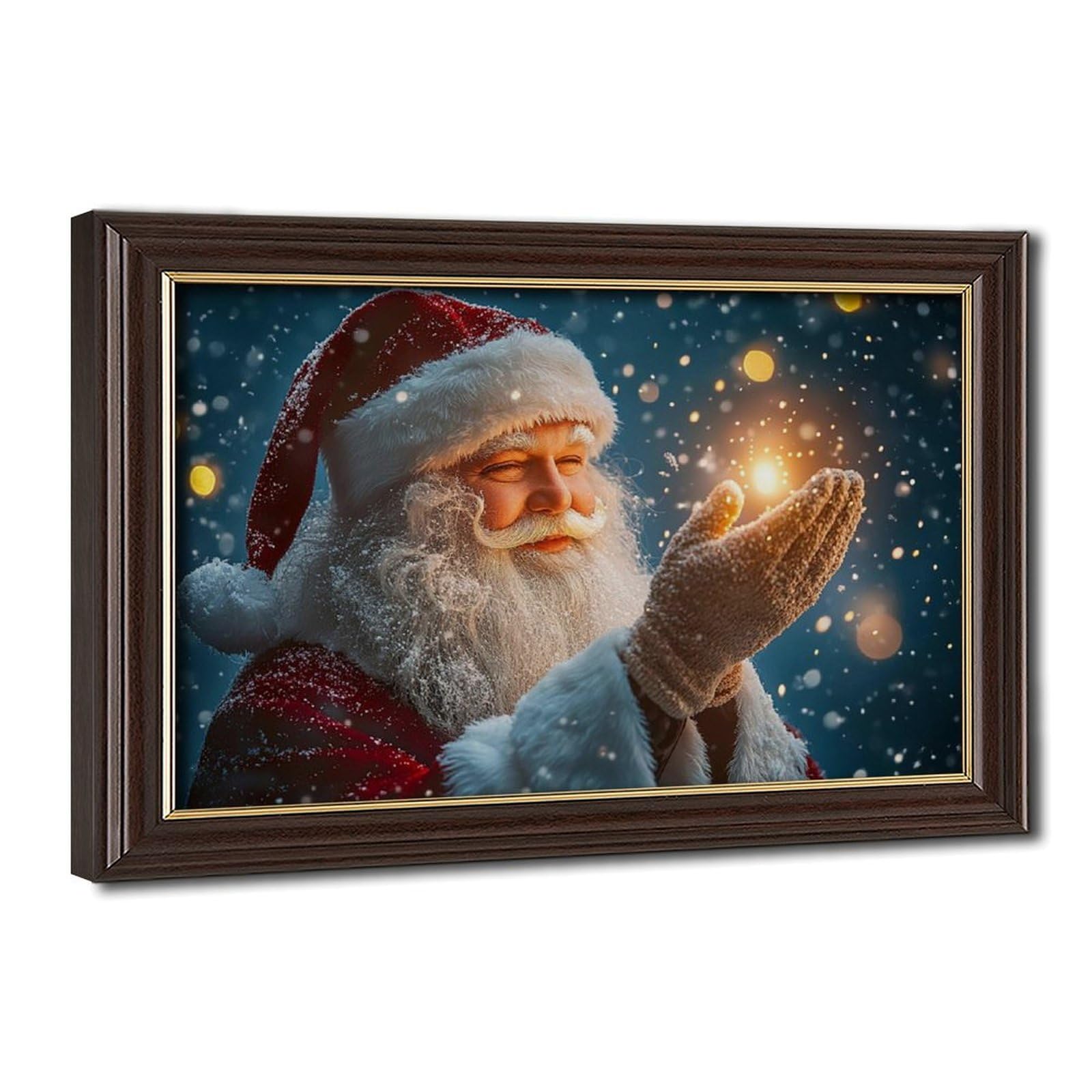 Pyberon Mokume Gane Frame-Style Santa Claus Christmas Canvas Poster For Bedroom Decor Gift
