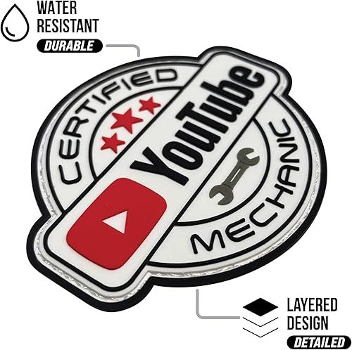 Miniatura 4 de Parche certificado de PVC para mecánico de YouTube, divertido parche de moral para caja de herramientas, casco duro, chaleco, bolsa de equipos,