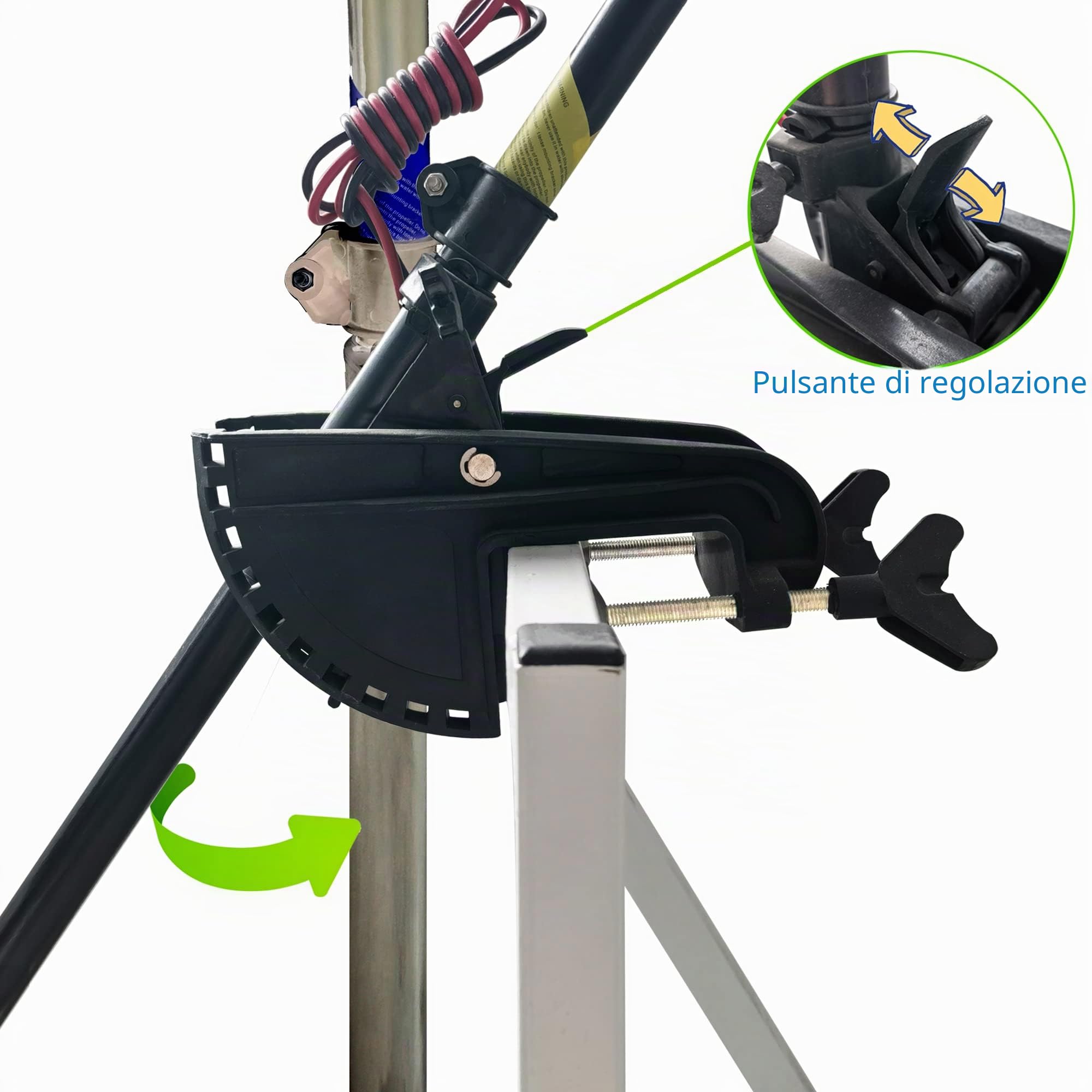 assemblaggio di staffa e cerniera, staffa per motore elettrico da barca e kayak, clip di assemblaggio per fuoribordo gonfiabile, nero