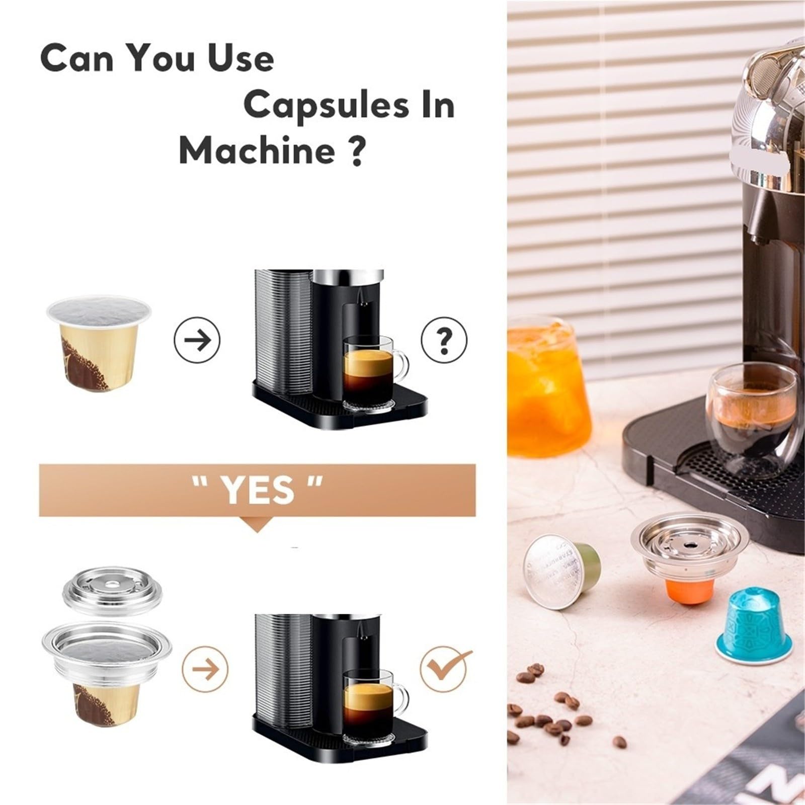 Adattatore Per Capsule Di Caffè, Compatibile Con ICafilas, Adattatore Per Capsule Riutilizzabili Per Macchina Vertuo Next Pop, Compatibile Con NeEspresso, Capsule Di Caffè(150ml)