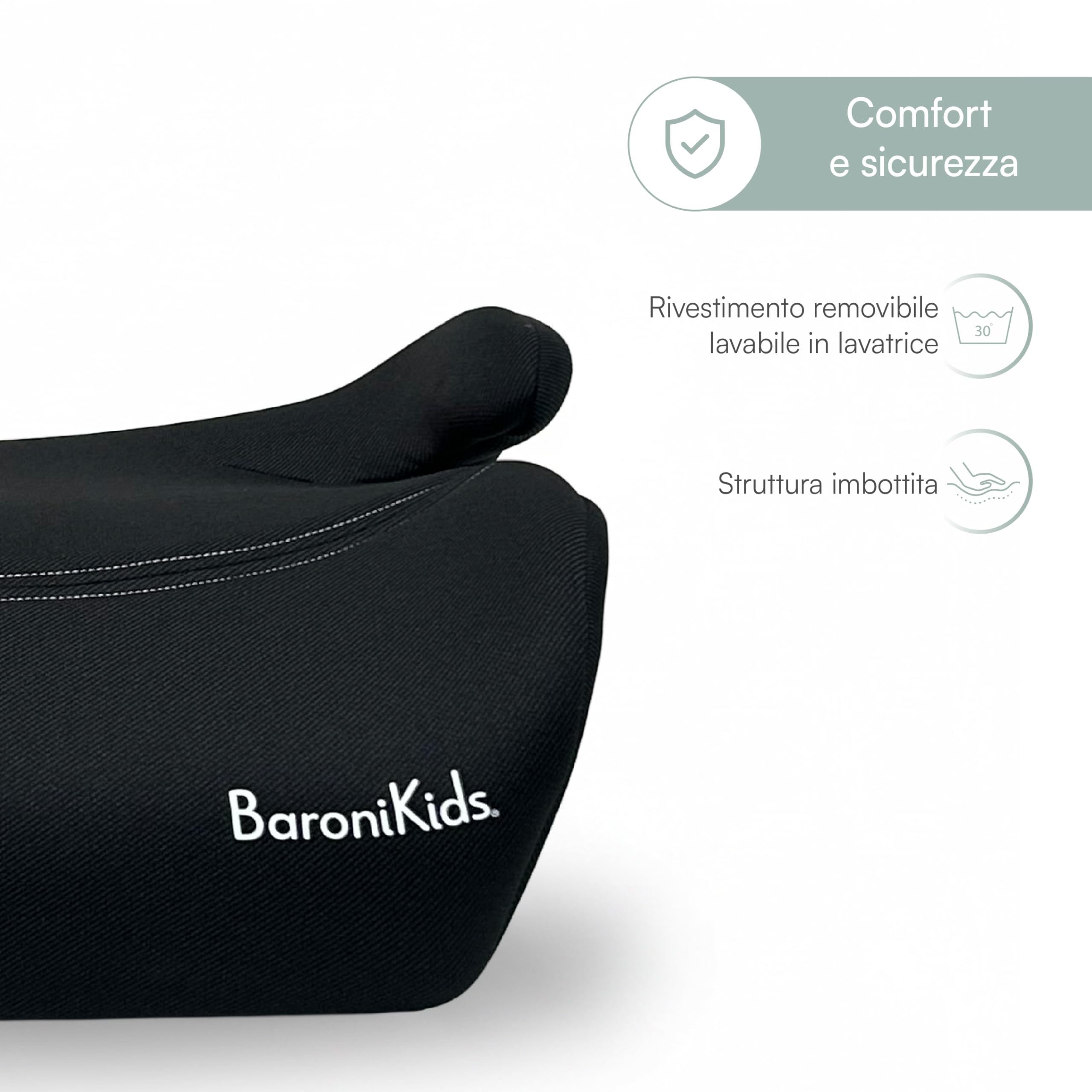 Rialzino Auto i-Size 125-150 cm, Seduta Imbottita con Rivestimento Removibile e Lavabile, Booster Auto Compatto 41x37x21 cm (Standard + Isofix)