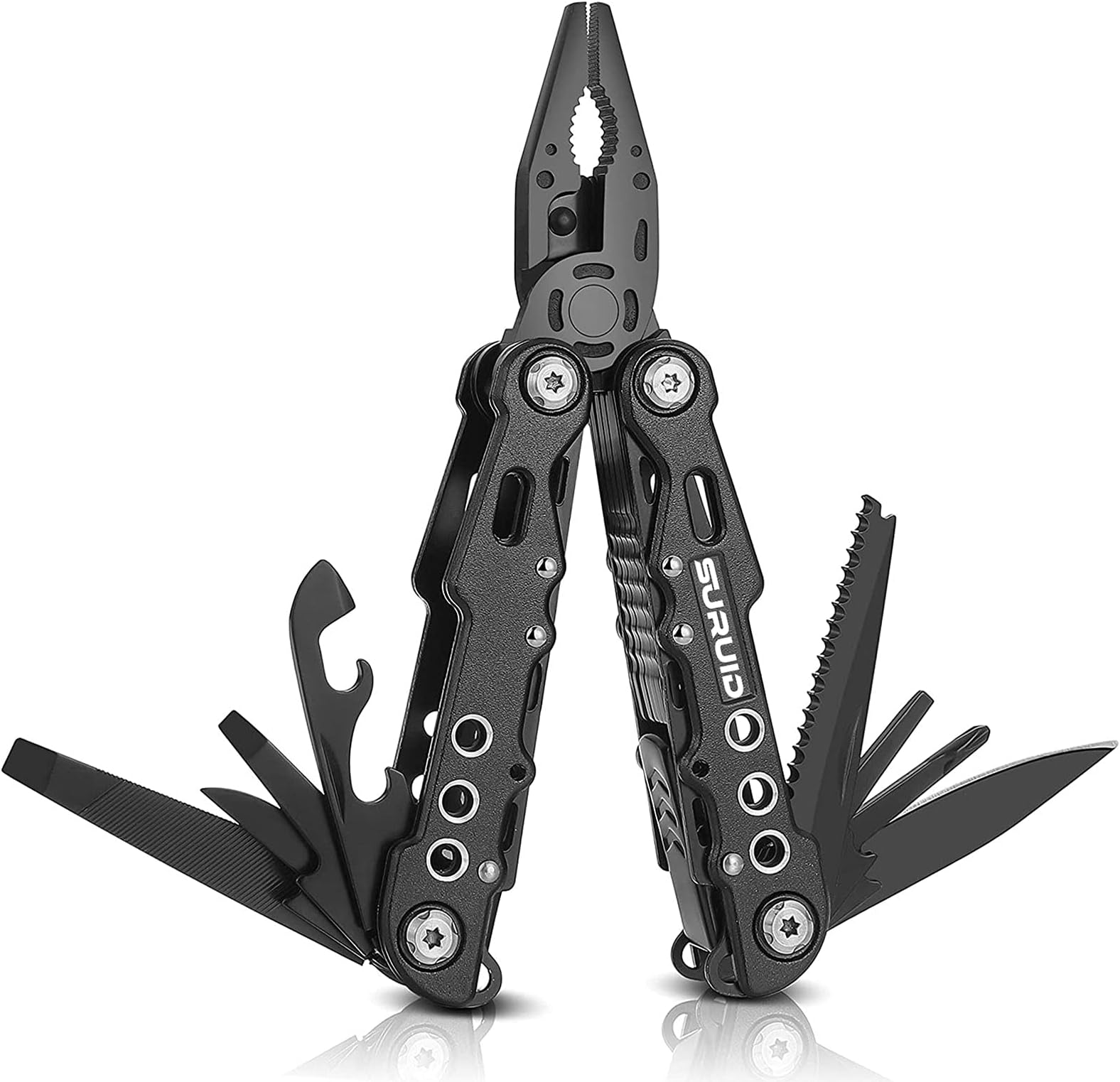 Multitool Pliers Portable Pocket Knife Camping Tool Gifts for Men 12 in 1 Multi Tool with Safety Lock Screwdrivers Saw Bottle Opener Durable Sheath for Camping Survival Hiking Simple Repair