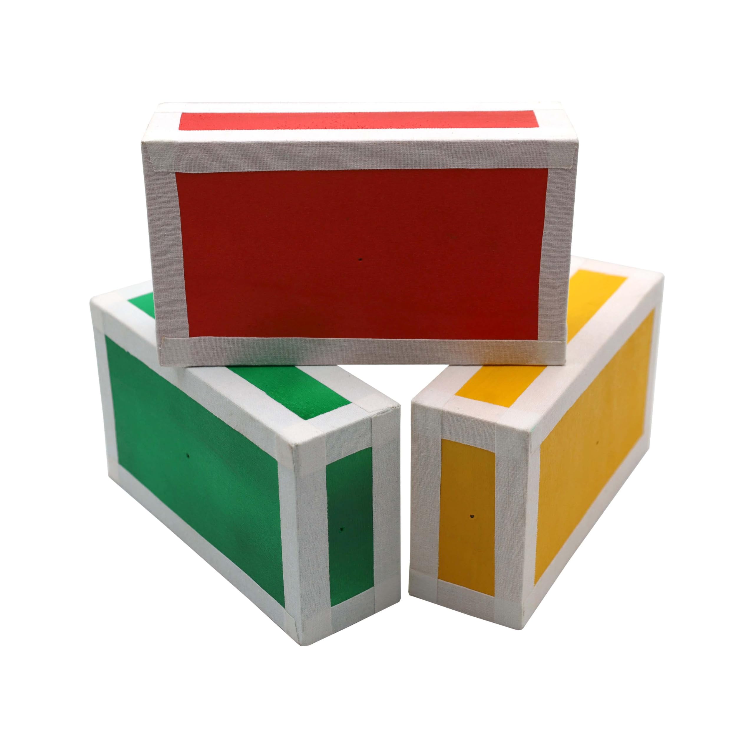 PEHHAH Juggling Wooden Cigar Box Set of 3 -Red/Yellow/Green
