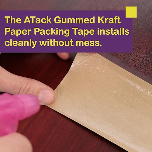 Miniatura 6 de ATack Cinta de embalaje de papel Kraft reforzada, 2.75 pulgadas x 375 pies de cinta de sellado de cajas de cartón marrón activada por agua para