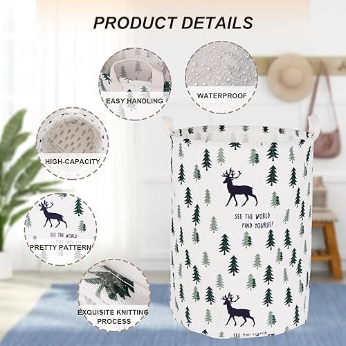 Miniatura 3 de CECELORIA 2 cestas redondas para la ropa sucia, cesta organizadora plegable, cesta de almacenamiento impermeable con asas para almacenamiento de