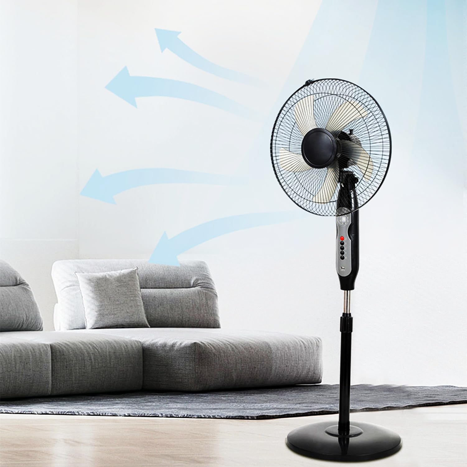 AYCDL Portable Solar Powered Pedestal Fans, Cordless Solar Standing Fan Solar Panel Exhaust DC Fan, Outdoor Indoor Oscillating Standing Floor Fans