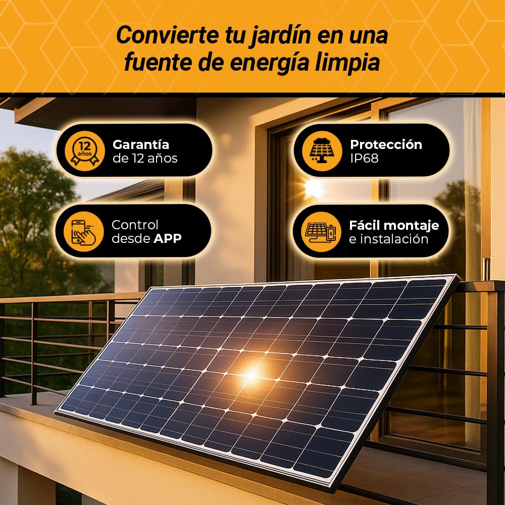 Kit Solar Balcón Svan con 2 Paneles Solares Bifaciales de 435W, Microinversor Wifi 800W, Plug & Play, Control desde APP, Protección IP68, Soporte de Montaje, Uso Exterior