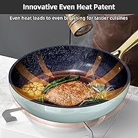 Vista 7 de Nuwave Lux LE 13-Pc Cookware Set with Elegant Gold Handle, Diamond Infused Ceramic Non-Stick, PFAS Free, Premium Metal Lids, Ergonomic Stay-Cool