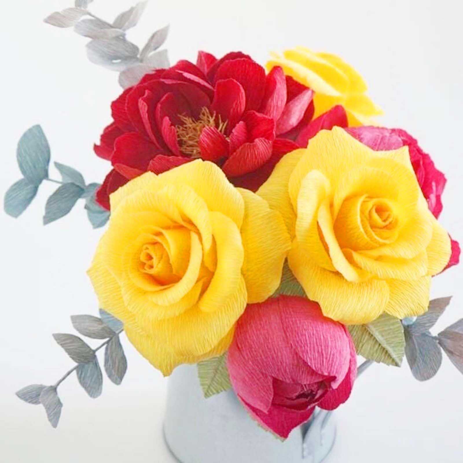 12 Couleurs Papier Crêpe Coloré Rouleaux 25 X 250 Cm Avec Ruban Floral Et Tiges De Fil Pour Décorer La Maison, Mariage, Anniversaire, Cadeaux Bricolage