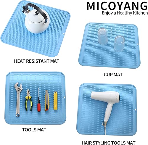 Miniatura 773 de Tapete de silicona para secado de platos para múltiples usos, fácil de limpiar, ecológico, resistente al calor, tapete de silicona para encimera