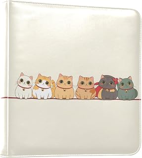 DIY Leather Scrapbook Album Lovable Cats Beige Self Adhesive Photo Book PU Leather Memory Book for Wedding Travel Family