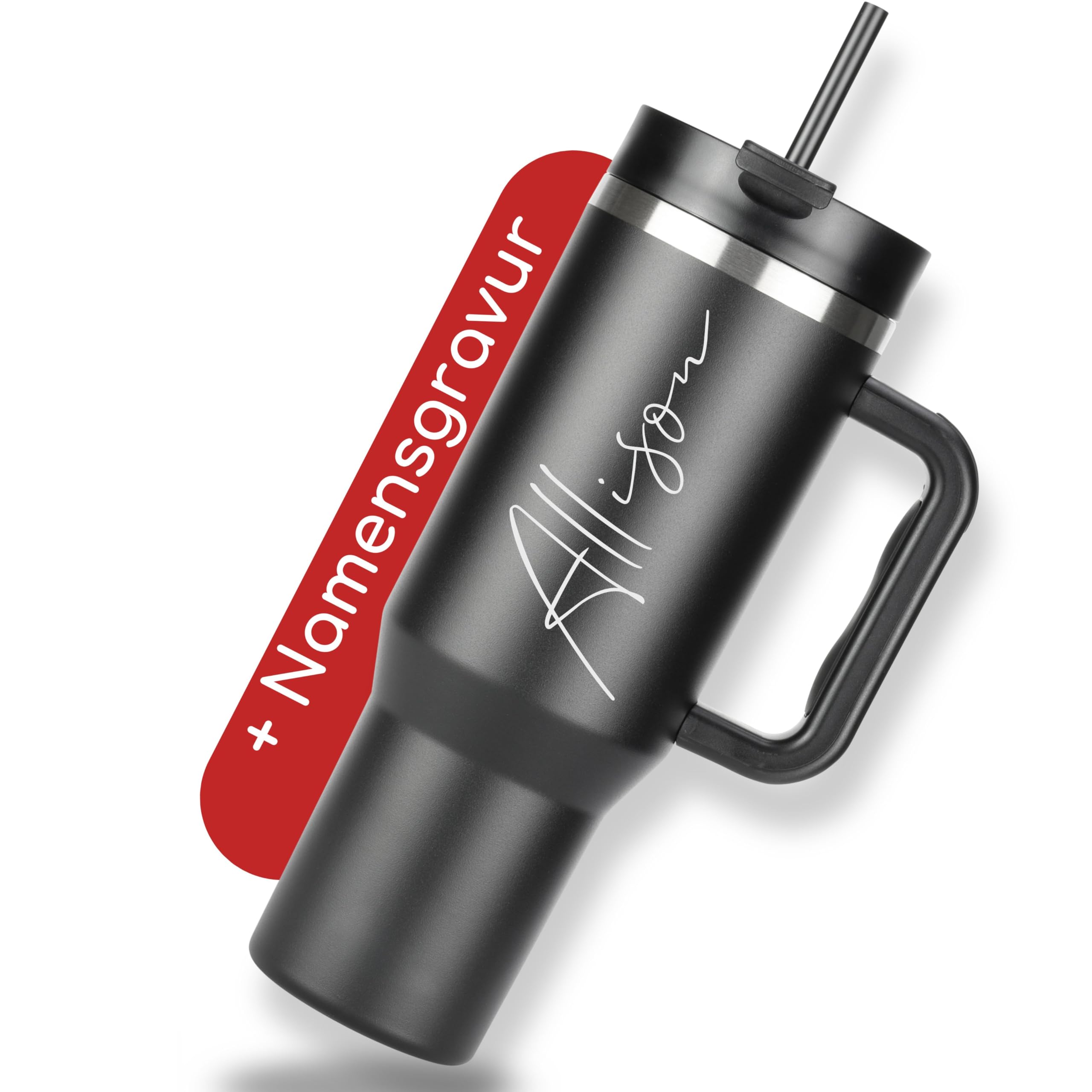 Milu Thermobecher 1200ml mit Strohhalm und Henkel – Ostergeschenke für Frauen & Männer I Geschenk Ideen Papa, Mama, Freund, Freundin I Geschenkideen zum Vatertag Muttertag I Geschenke Opa & Oma