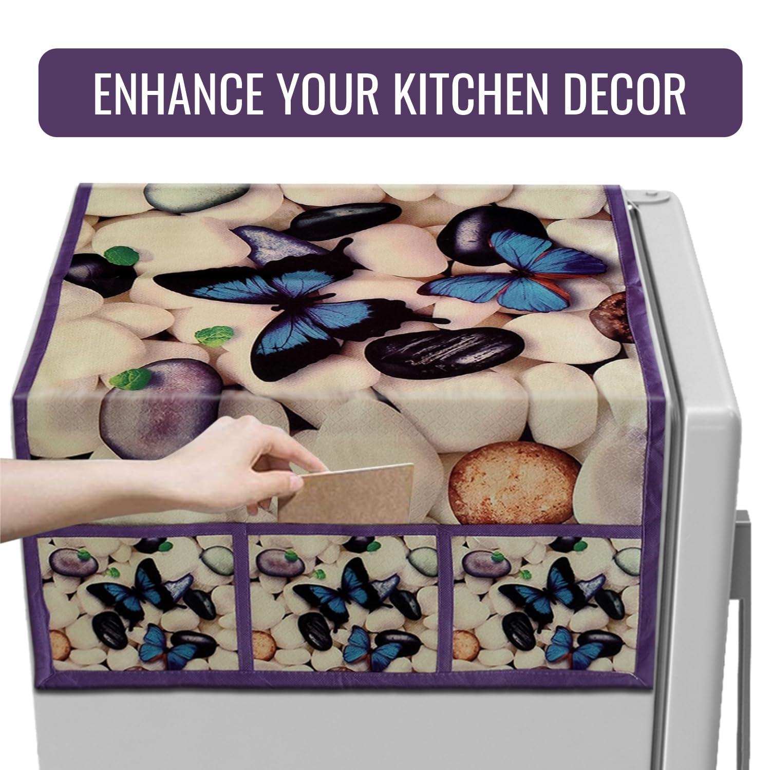 Fridge Top Cover with Pockets - Organize Your Kitchen! -5 Fridge Top Cover with Pockets - Organize Your Kitchen! -5