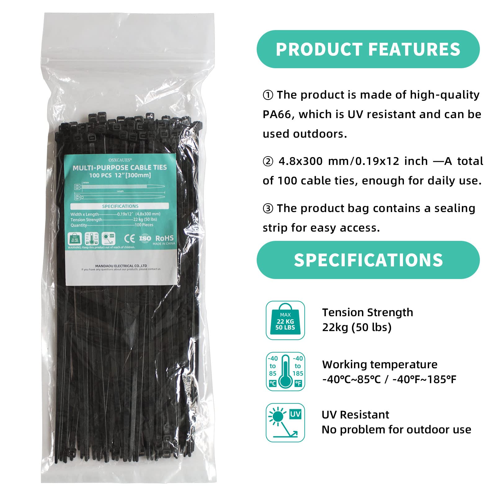 ZYNCUE 50 Fascette Per Cavi In Nylon Nero Clip Di Fissaggio - Foto 4