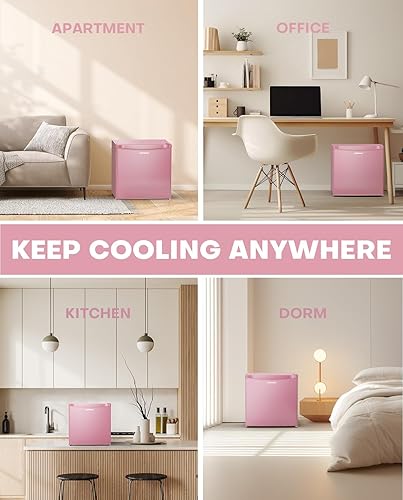Miniatura 7 de Upstreman-Minirrefrigerador de 1.7 pies cúbicos con congelador, termostato ajustable, ahorro de energía, bajo ruido, compacto y de una sola puerta,