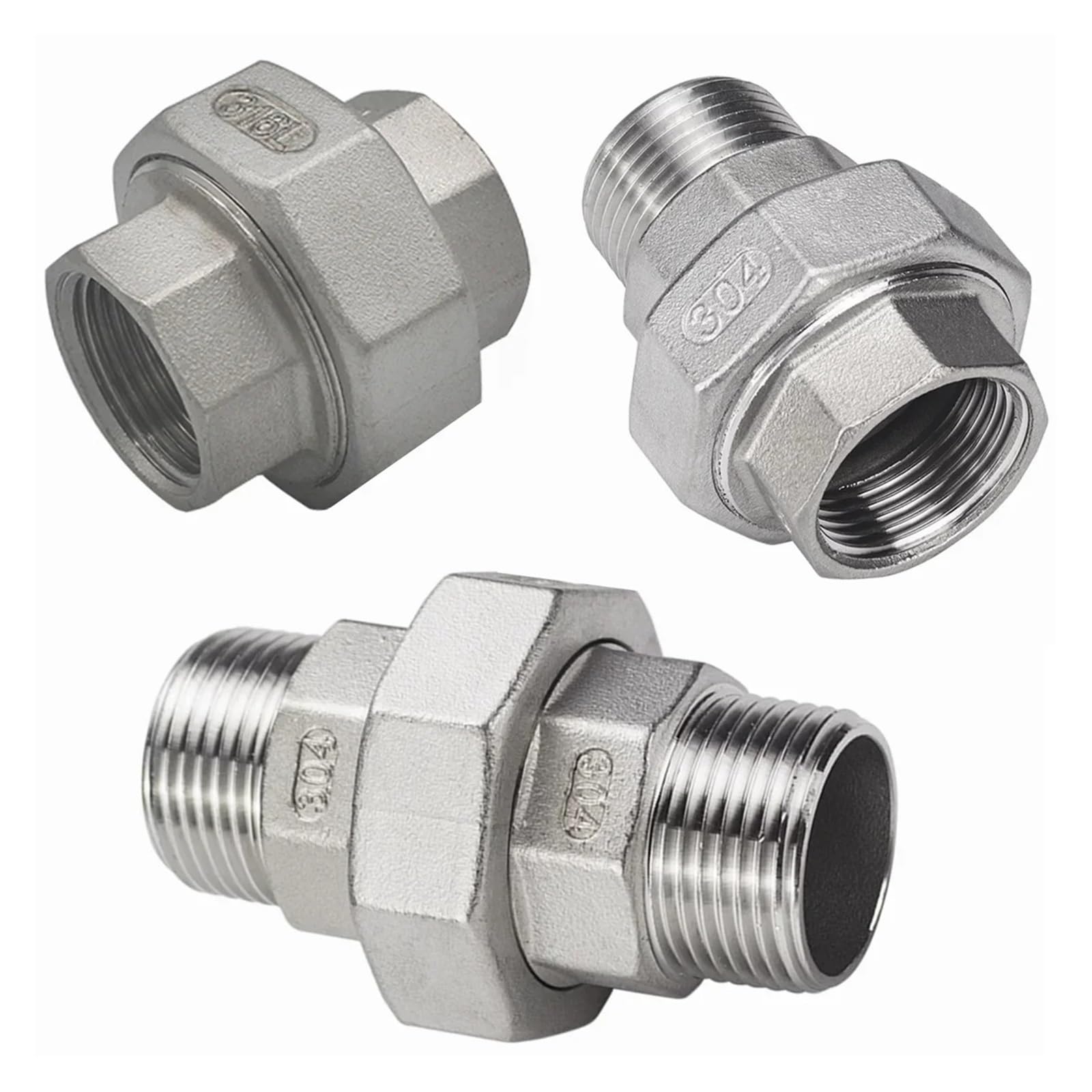Conector de tubería de Acero Inoxidable 304, Conector Hembra-Macho NPT de 1-1/2"