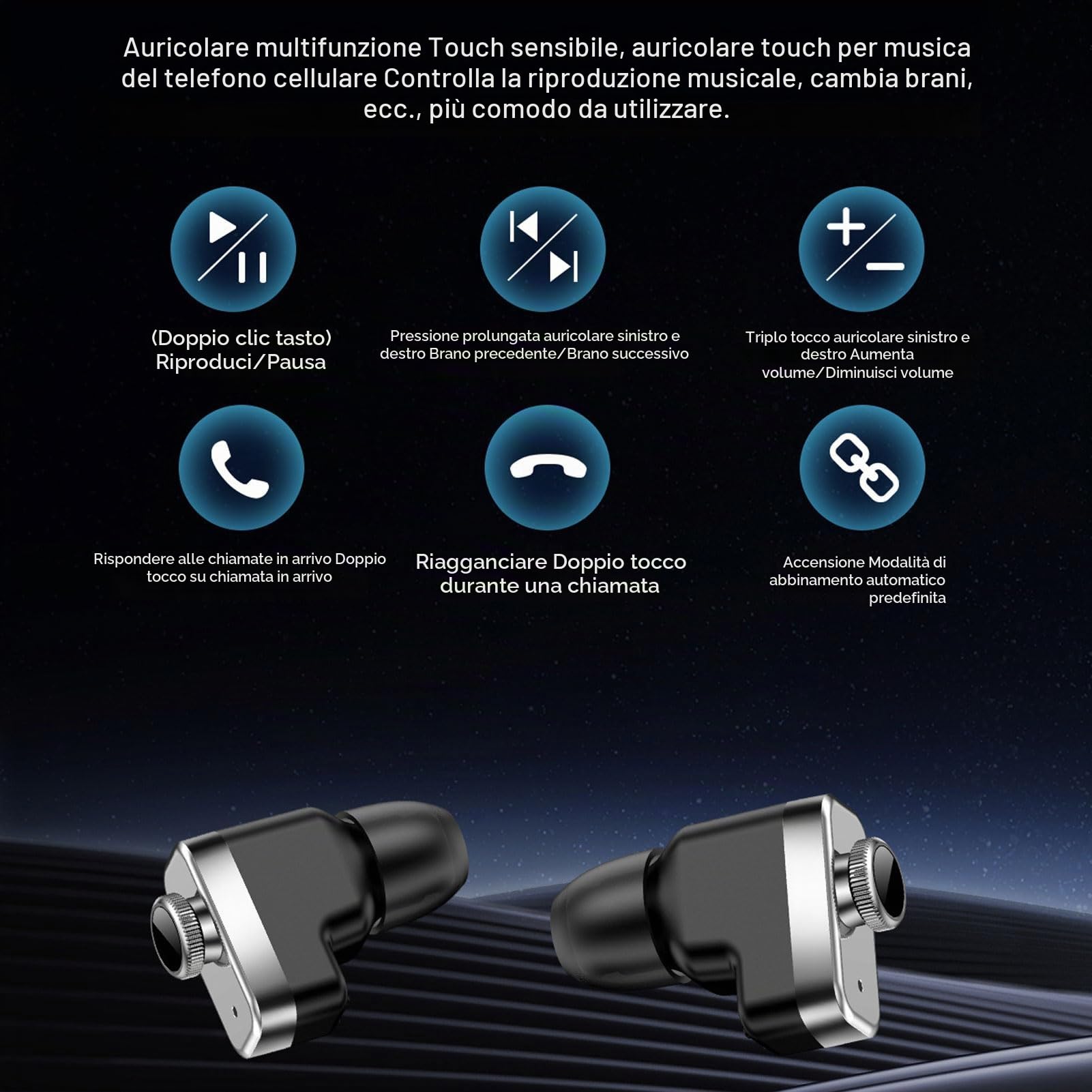 Orologio Intelligente con Auricolari, 2 in 1 Bluetooth Smartwatch Uomini Donne, IP67 Proof D'acqua, Previsioni Meteorologiche, Timer, Allarme, Promemoria Sedentario