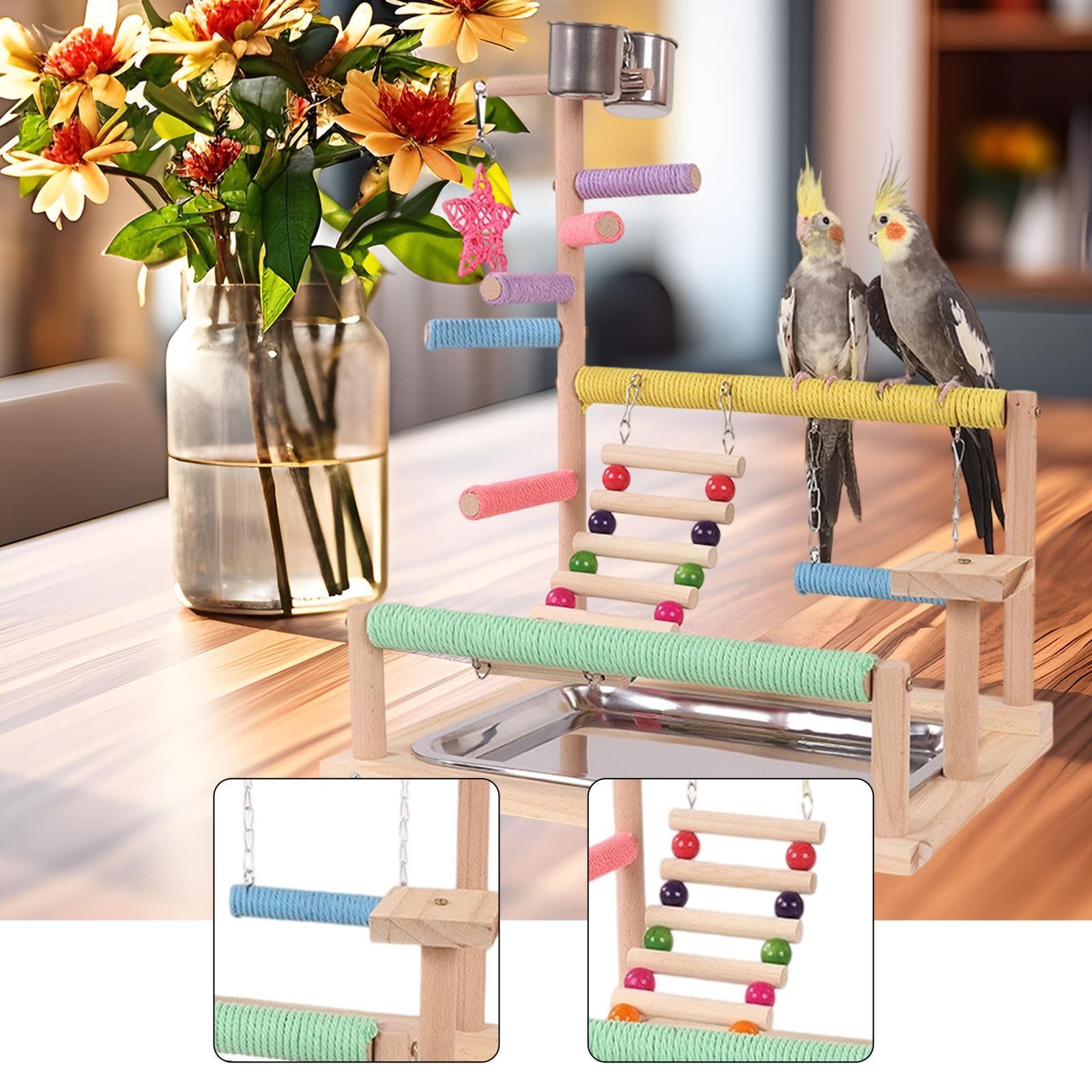 Parco Giochi per pappagalli, Supporto per Uccelli, recinto Portatile Multifunzione per Giocare con Uccelli, Supporto per pappagalli, parrocchetti,